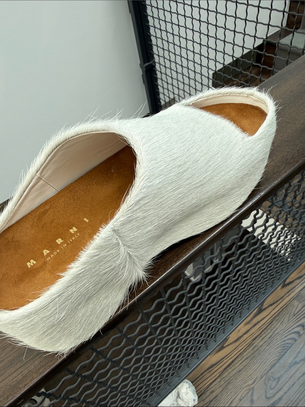 NWT Marni White REAL Calf Hair Platform Clog Mules - Picture 5 of 12